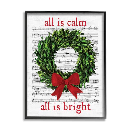 Stupell Industries All Is Calm Christmas Song Framed Giclee Art